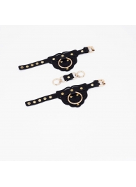 Черные наручники с золотистой фурнитурой - Crazy Handmade - купить с доставкой в Коврове
