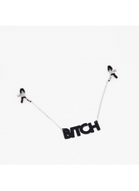 Зажимы на соски с кожаной подвеской Bitch - Crazy Handmade - купить с доставкой в Коврове