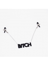 Зажимы на соски с кожаной подвеской Bitch - Crazy Handmade - купить с доставкой в Коврове