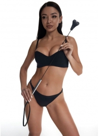 Стек с черным кожаным наконечником в виде сердца и металлической ручкой - 67 см. - Crazy Handmade - купить с доставкой в Коврове