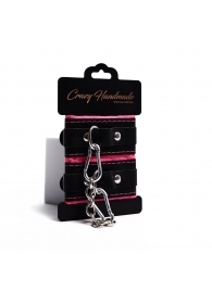 Черно-розовые скругленные наручники с мягкой подкладкой - Crazy Handmade - купить с доставкой в Коврове