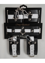 Набор фиксаторов из черной и белой натуральной кожи - Crazy Handmade - купить с доставкой в Коврове