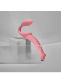 Розовый безремневой страпон Strap-on-me Semi-Realistic Bendable Strap-On size M - Strap-on-me - купить с доставкой в Коврове