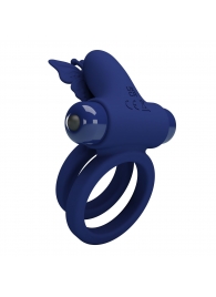 Синее эрекционное кольцо с вибростимуляцией клитора - Baile - в Коврове купить с доставкой