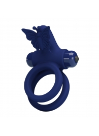 Синее эрекционное кольцо с вибростимуляцией клитора - Baile - в Коврове купить с доставкой