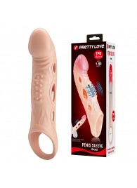 Телесная удлиняющая насадка с рельефом и вибрацией Brad - 21,3 см. - Baile - в Коврове купить с доставкой
