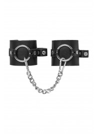 Черные наручники из толстой натуральной кожи с люверсами - Pecado - купить с доставкой в Коврове