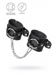 Черные наручники из толстой натуральной кожи с люверсами - Pecado - купить с доставкой в Коврове