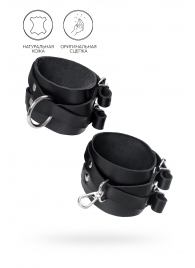 Черные кожаные оковы с двумя перекрёстными ремешками - Pecado - купить с доставкой в Коврове