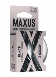 Черные утолщенные презервативы MAXUS Extra Strong с железным кейсом - 3 шт. - Maxus - купить с доставкой в Коврове
