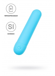 Голубая силиконовая перезаряжаемая вибропуля Murr - 10 см. - A-toys