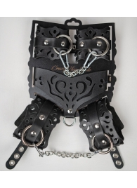 Черный ажурный кожаный набор фиксаций - Crazy Handmade - купить с доставкой в Коврове