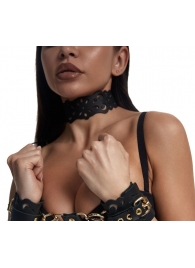 Черный ажурный чокер с золотистой фурнитурой - Crazy Handmade - купить с доставкой в Коврове