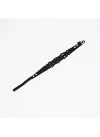 Черный ажурный чокер с золотистой фурнитурой - Crazy Handmade - купить с доставкой в Коврове