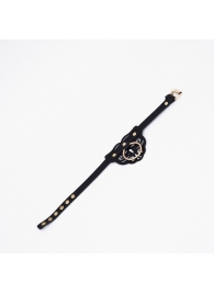 Черный чокер с клепками и золотистой фурнитурой - Crazy Handmade - купить с доставкой в Коврове