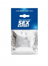 Прозрачное эрекционное кольцо с шариками и шипами - Sex Expert - в Коврове купить с доставкой
