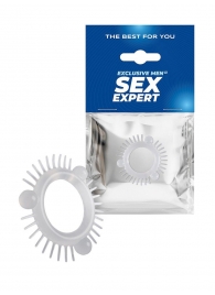 Эластичное эрекционное кольцо с 3 шариками и шипами - Sex Expert - в Коврове купить с доставкой