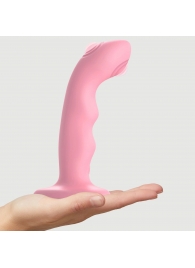 Розовая насадка-стимулятор Strap-On-Me Tapping Dildo Wave - Strap-on-me - купить с доставкой в Коврове