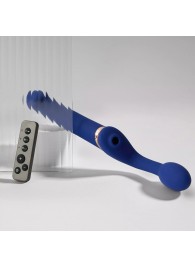 Синий безремневой страпон Multi Orgasm Bendable Strap-On size XL с клиторальной стимуляцией - Strap-on-me - купить с доставкой в Коврове