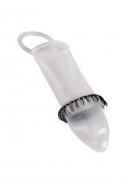 Закрытая насадка на пенис с подхватом мошонки и стимулирующими «ресничками» - Sextaz - в Коврове купить с доставкой