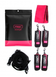 Черно-розовый эротический набор: фиксатор, оковы, наручники, повязка - Erokay - купить с доставкой в Коврове