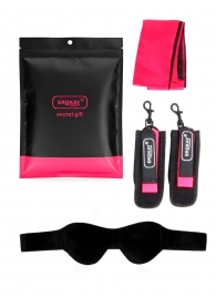 Черно-розовый эротический набор: маска, наручники и повязка - Erokay - купить с доставкой в Коврове