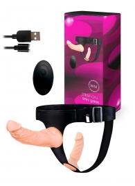 Женский страпон с 2 насадками, вибрацией и пультом ДУ - Erowoman-Eroman - купить с доставкой в Коврове
