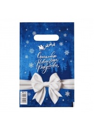Сине-белый подарочный новогодний пакет с вырубной ручкой (20х30 см) - Сима-Ленд - купить с доставкой в Коврове