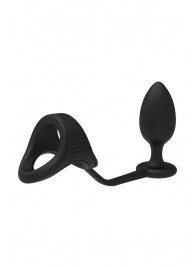 Черное эрекционное кольцо с анальной пробкой Cockstrap With Anal Plug - Dream Toys - в Коврове купить с доставкой