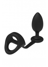 Черное эрекционное кольцо с анальной пробкой Cockstrap With Anal Plug - Dream Toys - в Коврове купить с доставкой