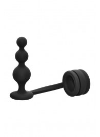 Черное эрекционное кольцо с анальной елочкой Cockring With Beaded Anal Plug - Dream Toys - в Коврове купить с доставкой