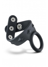 Черное эрекционное кольцо с подхватом мошонки на кнопках VS6 - Blush Novelties - в Коврове купить с доставкой
