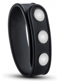 Черное эрекционное кольцо на кнопках - Blush Novelties - в Коврове купить с доставкой