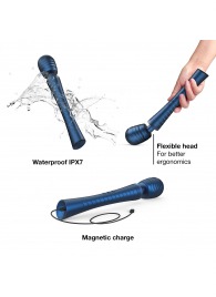 Синий вибромассажёр с насадками Man.wand Edgy - Manwan - в Коврове купить с доставкой