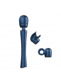 Синий вибромассажёр с насадками Man.wand Edgy - Manwan - в Коврове купить с доставкой