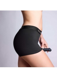 Черные трусики-боксеры для фиксации насадок Strap-on-me Harness Lingerie Allure - size XS - Strap-on-me - купить с доставкой в Коврове