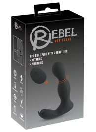 Черная анальная пробка с вибрацией, вращением и пультом ДУ RC Butt Plug with 2 Functions - Orion - в Коврове купить с доставкой