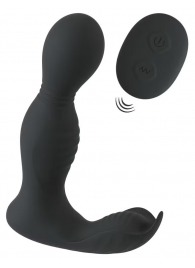 Черная анальная пробка с вибрацией, вращением и пультом ДУ RC Butt Plug with 2 Functions - Orion - в Коврове купить с доставкой