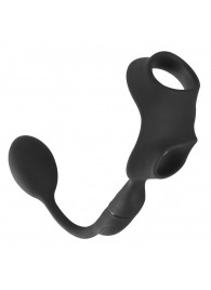 Черное виброкольцо с анальной пробкой Cock Ring with RC Butt Plug - Orion - в Коврове купить с доставкой