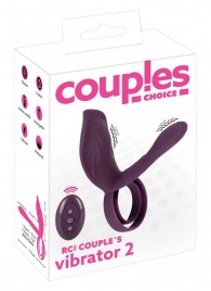 Фиолетовая насадка на член с клиторальным отростком и пультом ДУ RC Couple’s Vibrator 2 - Orion - в Коврове купить с доставкой
