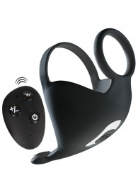 Черная вибронасадка для эрекции и стимуляции мошонки Cock ring with RC ball massager - Orion - в Коврове купить с доставкой