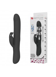 Черный вибратор-кролик Byron с движущимися шариками - 25 см. - Baile