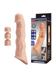 Телесный фаллоудлинитель с 3 вставками - 28 см. - Baile - в Коврове купить с доставкой
