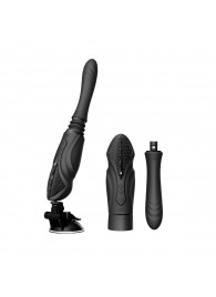 Черная секс-машина с функцией нагрева, насадками и присоской Sesh - Zalo - купить с доставкой в Коврове