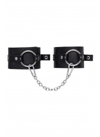 Черные оковы из толстой кожи с люверсами - Pecado - купить с доставкой в Коврове