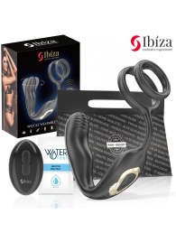 Черная анальная пробка с вращением и эрекционными кольцами - Ibiza - в Коврове купить с доставкой