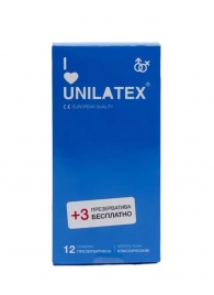 Классические презервативы Unilatex Natural Plain - 12 шт. + 3 шт. в подарок - Unilatex - купить с доставкой в Коврове