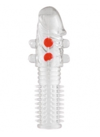 Гелевая прозрачная насадка с шариками и шипами - 14 см. - Toyfa Basic - в Коврове купить с доставкой