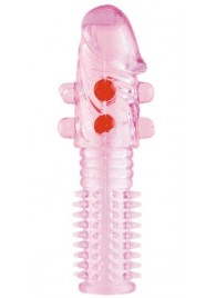 Гелевая розовая насадка с шариками и шипами - 14 см. - ToyFa - в Коврове купить с доставкой
