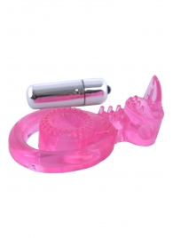 Розовая вибронасадка со стимулятор клитора   Язычок - Toyfa Basic - в Коврове купить с доставкой